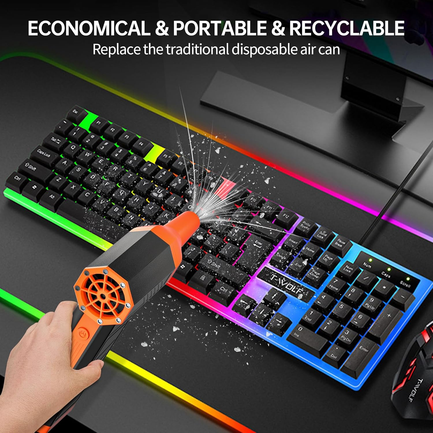 Electric Compressed Air Duster,130,000 RPM Compressed Air Duster Alternative,Rechargeable Air Can Duster for Computer,Car,Campfire,Outdoor & Home Cleaning with LED Screen & 4 Speeds image number 6