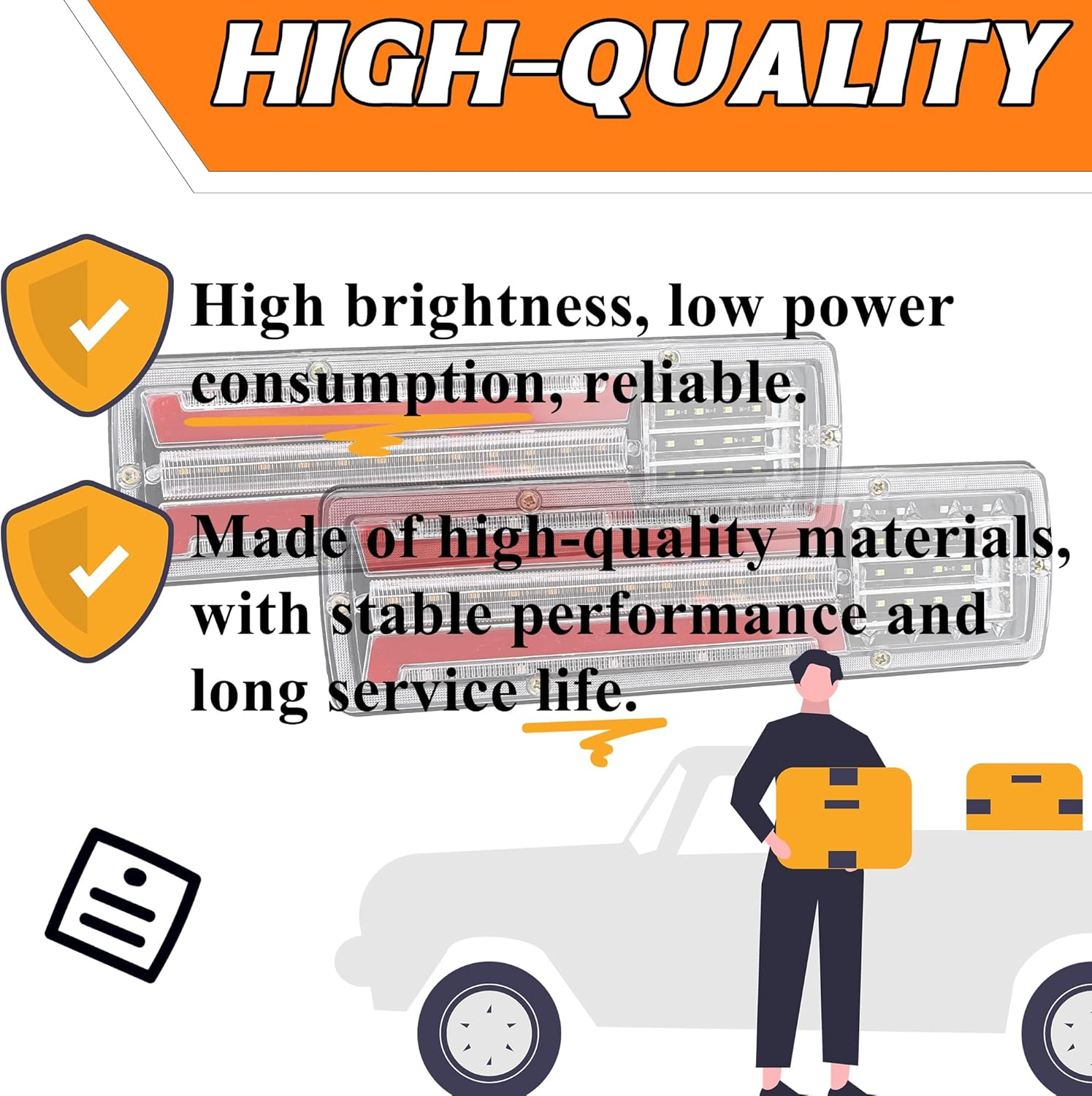 11.4 Inch Trailer Tail Light Bar, 62 LED Super Bright Stop Tail Turn Reverse Lights, IP67 Waterproof, 12V for Truck Trailer RV Camper Pickup Boat UTV Van image number 3