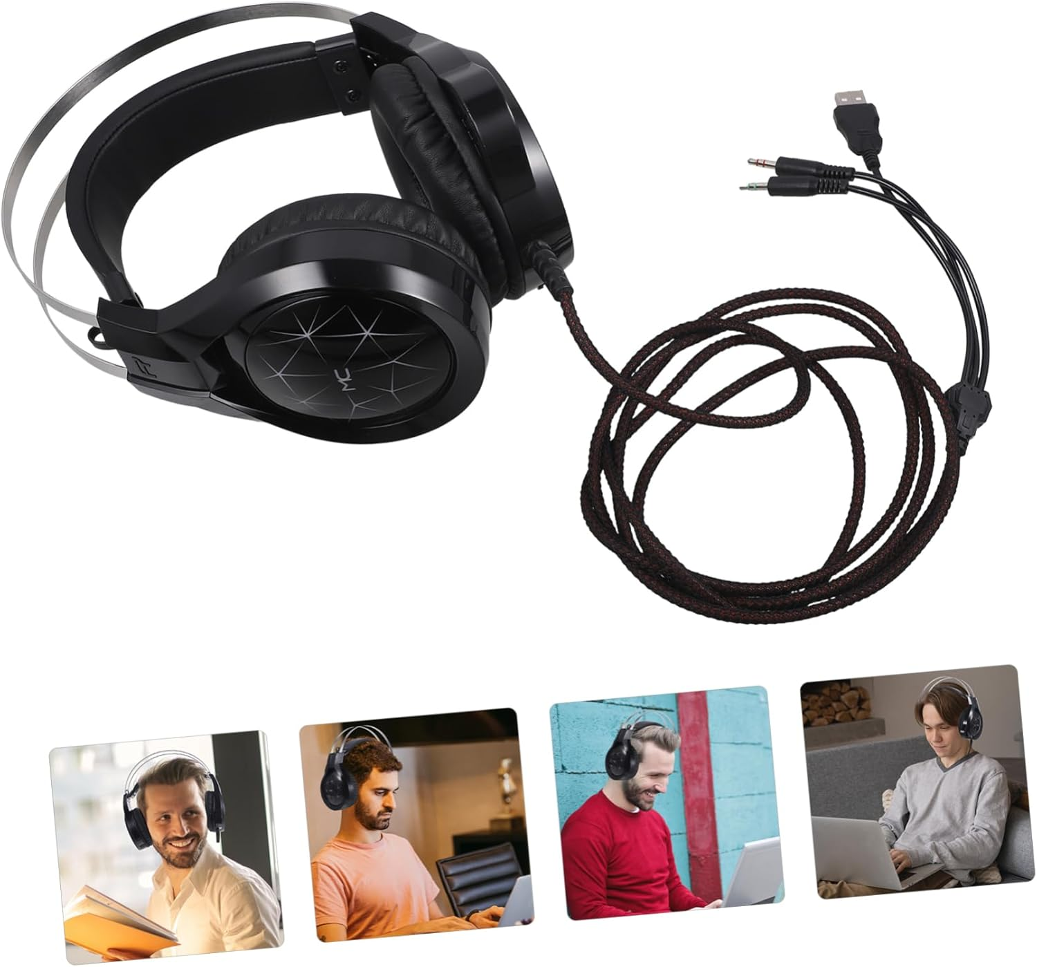 TEHAUX Microphone Computer Headset for Gaming Wired Jack Cool Luminous Design for Use Headset for Students and Gamers image number 6