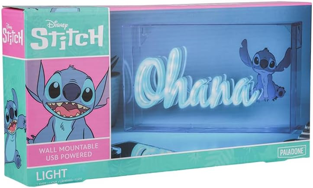 Stitch Ohana Light Officially Licensed Lilo Lamp, Disney Collectible Gift, LED Bedside Table Bedroom Night Light Decor | Paladone, Blue image number 3