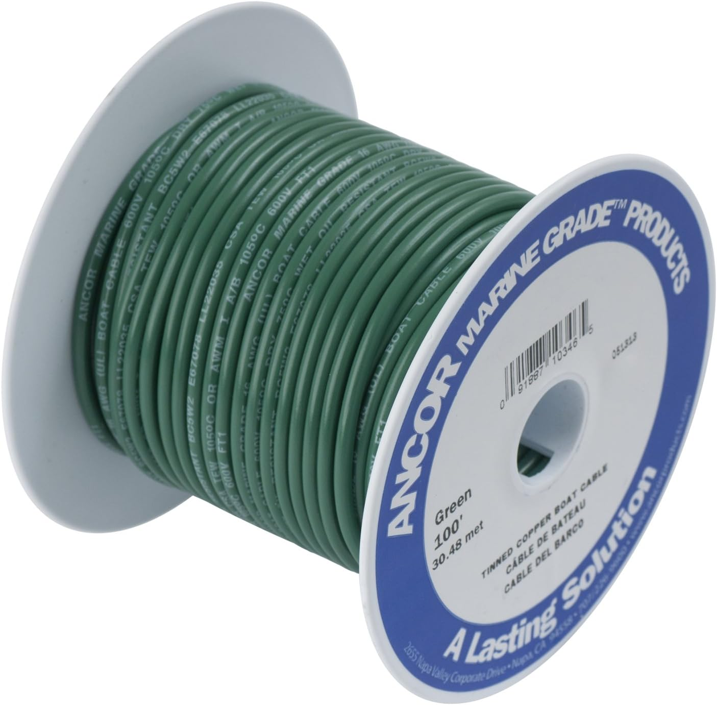 Ancor Marine Grade Primary Wire and Battery Cable - 500 Feet, Green, 16 Awg