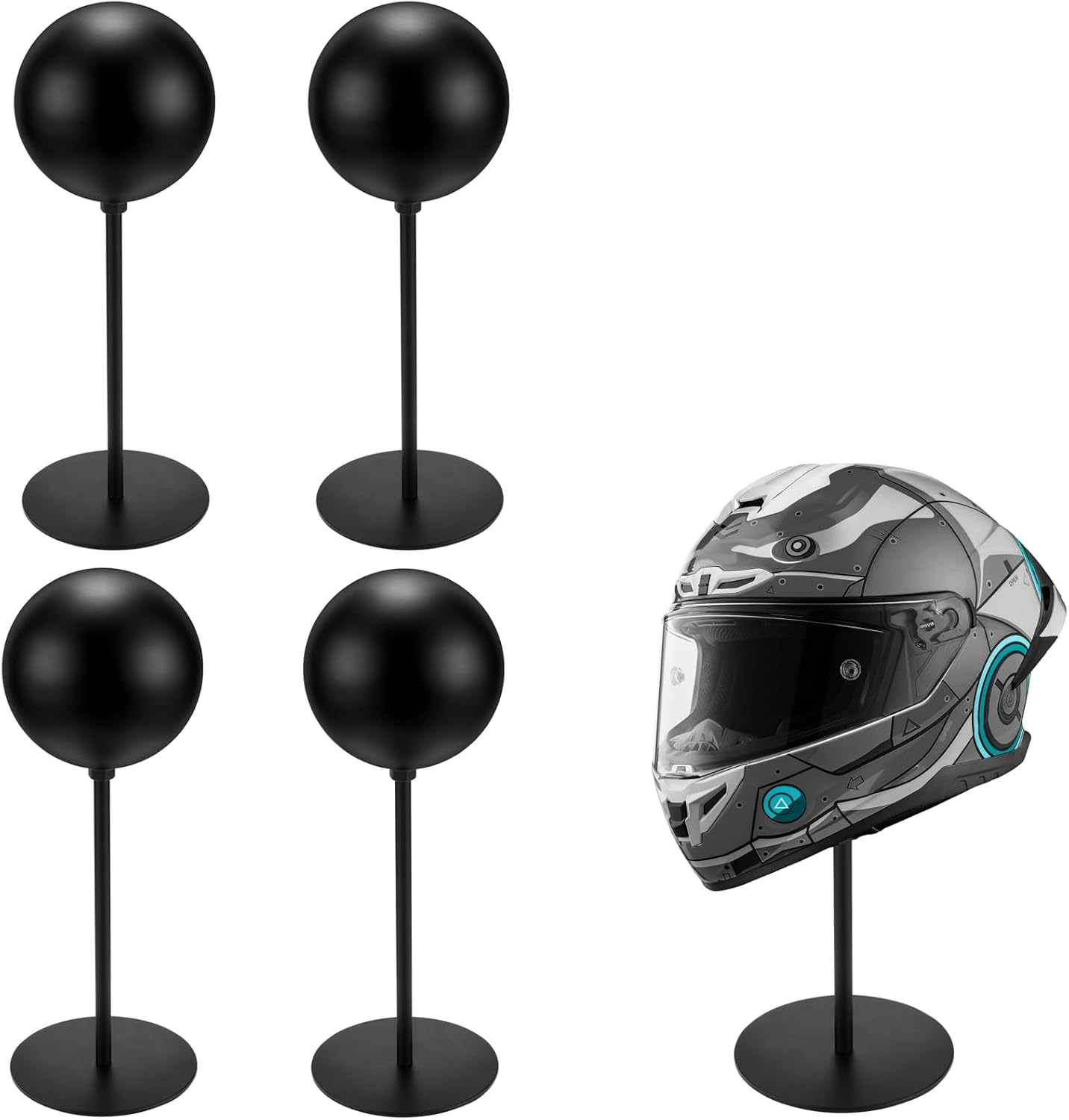 Helmet Stand Metal, Rotation Metal Stand Desktop Hanger Rack Helmet Stand Display for Motocycle Helmet, Caps,Hat, and Rugby Helmet(4Pack)