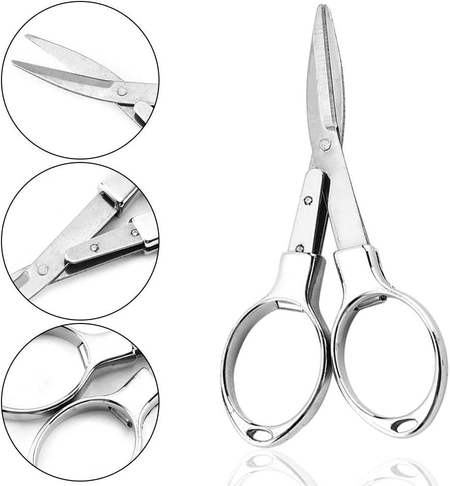 4-Pack Stainless Steel Folding Scissors - Telescopic Cutter Design, Foldable Safety Scissors Ideal for Home, Office, School, Camping & Outdoor Use (Silver) image number 4