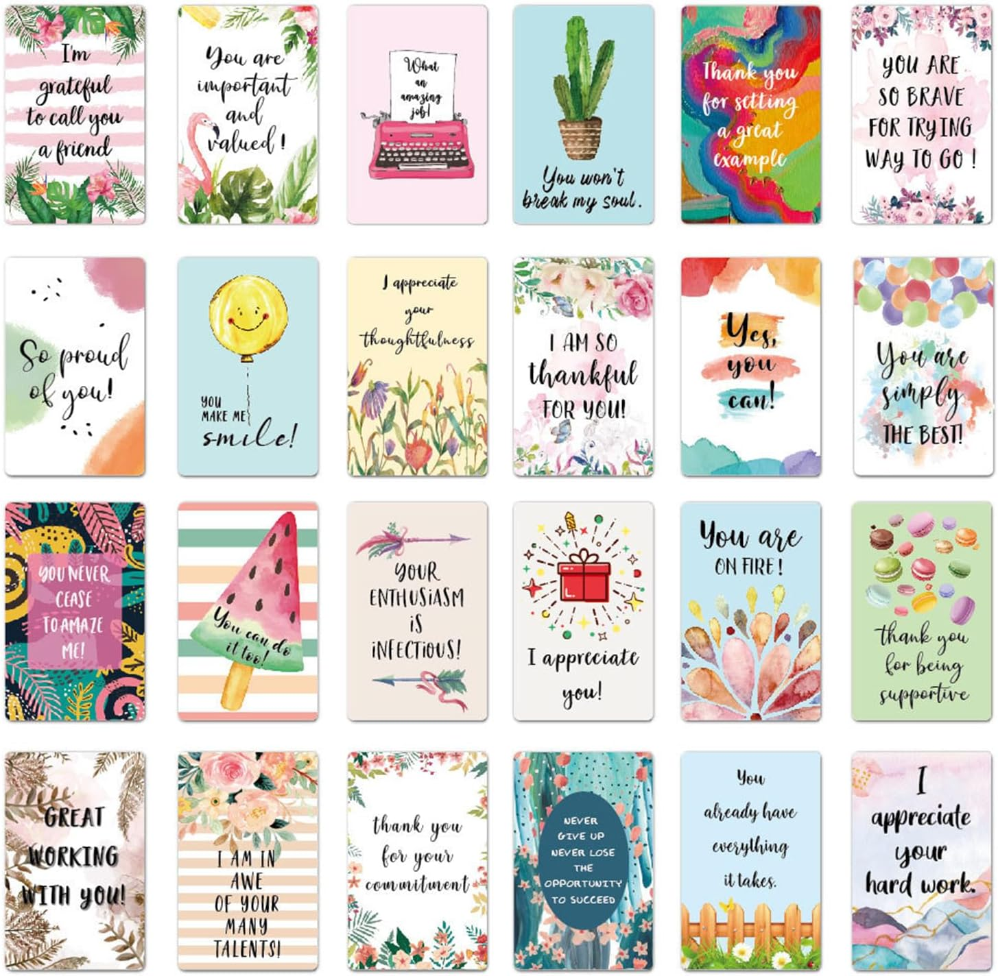 72Pcs Motivational Encouragement Quote Cards Inspirational Cards Positive Kindness Card Small Mini Encouragement Card for Women Students Girls Teens-8.3X5.3Cm