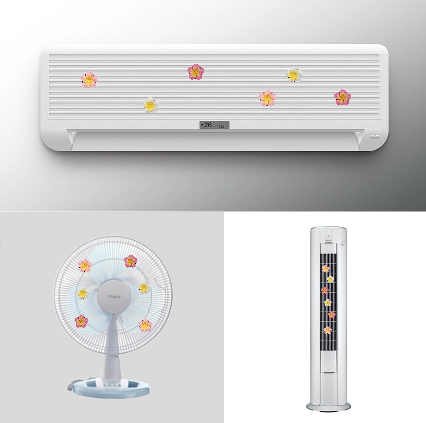 6Pcs Plumeria Flower Car Air Vent Clips, Tropical Flowers Car Air Freshener Accessories, Cute Car Decorations (White and Pink)