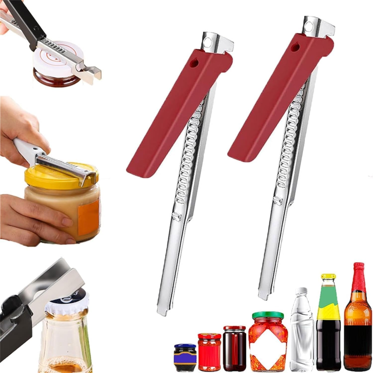 Ar-Thritis Jar Opener Bottle Openers,2Pcs Stainless Steel Jar Opener Gripper Jar Lid Opener,Stainless Steel Can Opener Jar Lid Gripper,Metal Adjustable Jar Opener Canning Jar Opener Can Opener,Black