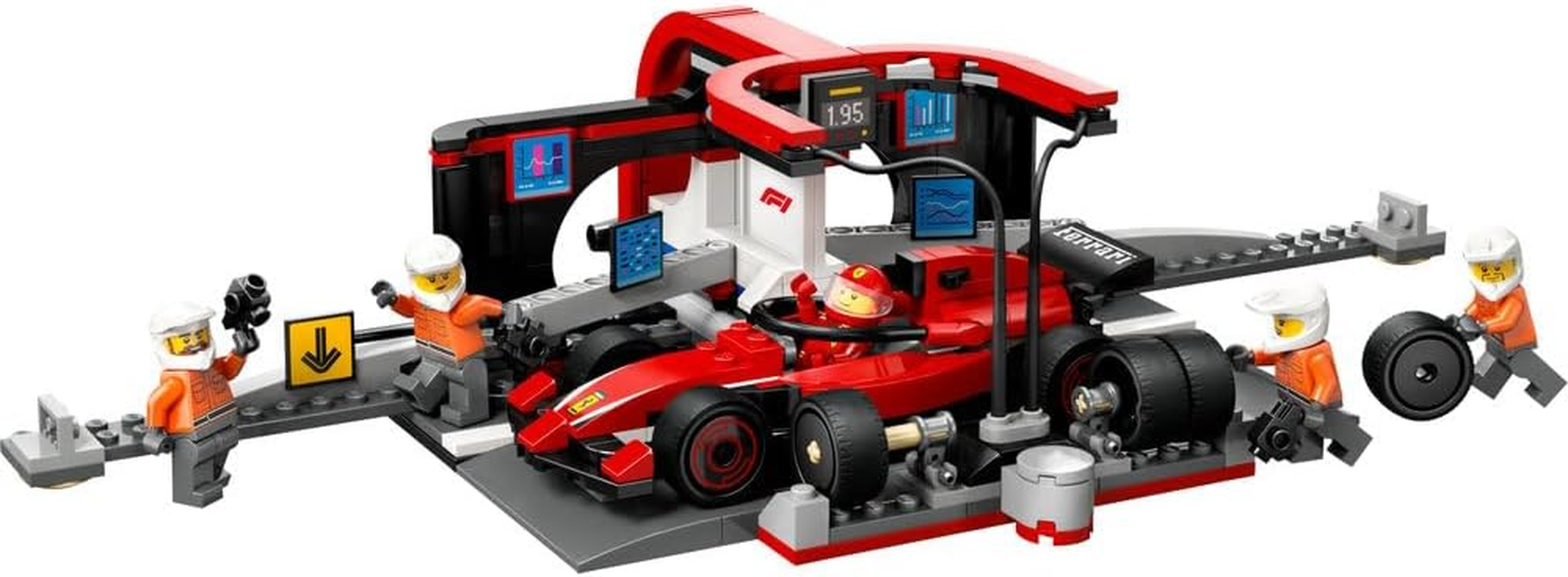 LEGO City F1 Pit Stop & Pit Crew with Ferrari Car Toy for 6+ Year Old Boys & Girls, Formula 1 Vehicle Building Set with 5 Minifigures, Kids Toy Racing Car Playset 60443 image number 2
