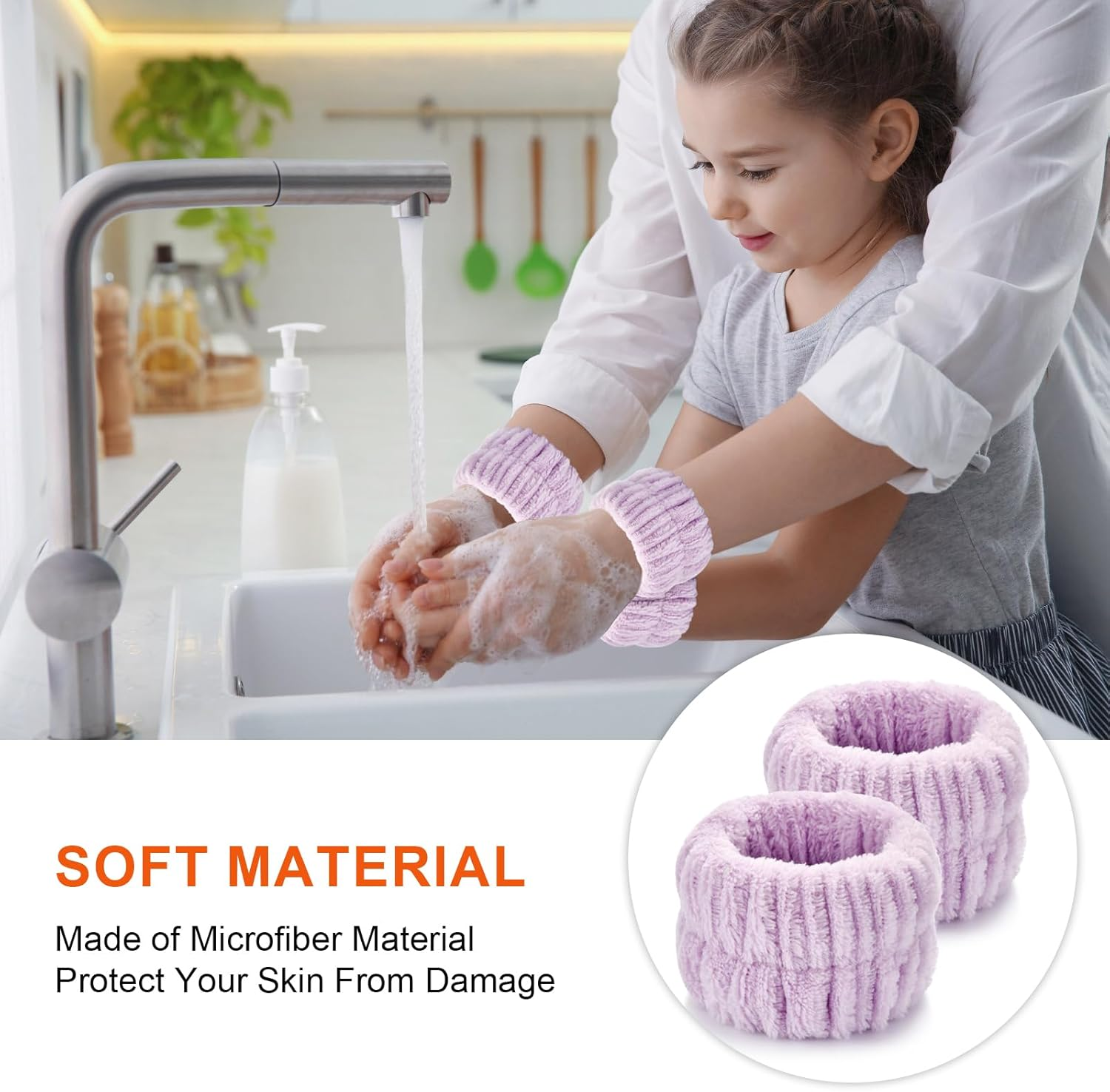 6Pcs Wrist Bands for Washing Face Wash Wristbands Wrist Towels Arm Bands for Skincare Makeup Wrist Cuffs Spa Wrist Scrunchies image number 3