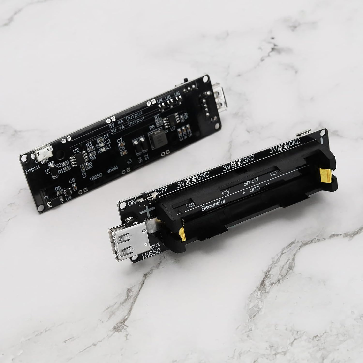 Be in Your Mind 2 Set of 18650 Lithium Li-Ion Battery Expansion Shield 5V-3V Micro USB Module 600Ma 3V/1A 5V/3A with Charging Cable Compatible with Raspberry Pi 3 Compatible with ESP32 ESP8266 image number 3