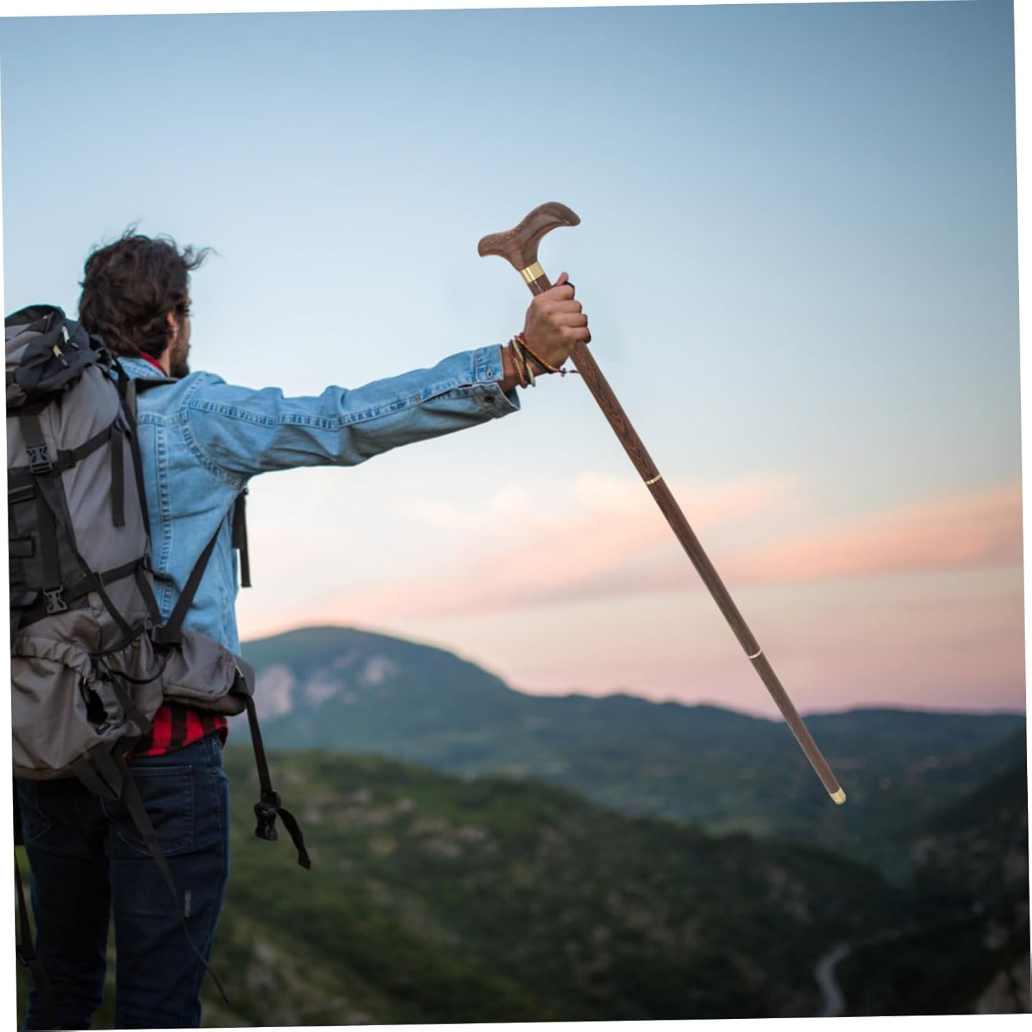 Healvian Collapsible Walking Stick for Men Portable Senior Walking Cane Comfortable Grip for Hiking Trekking image number 4