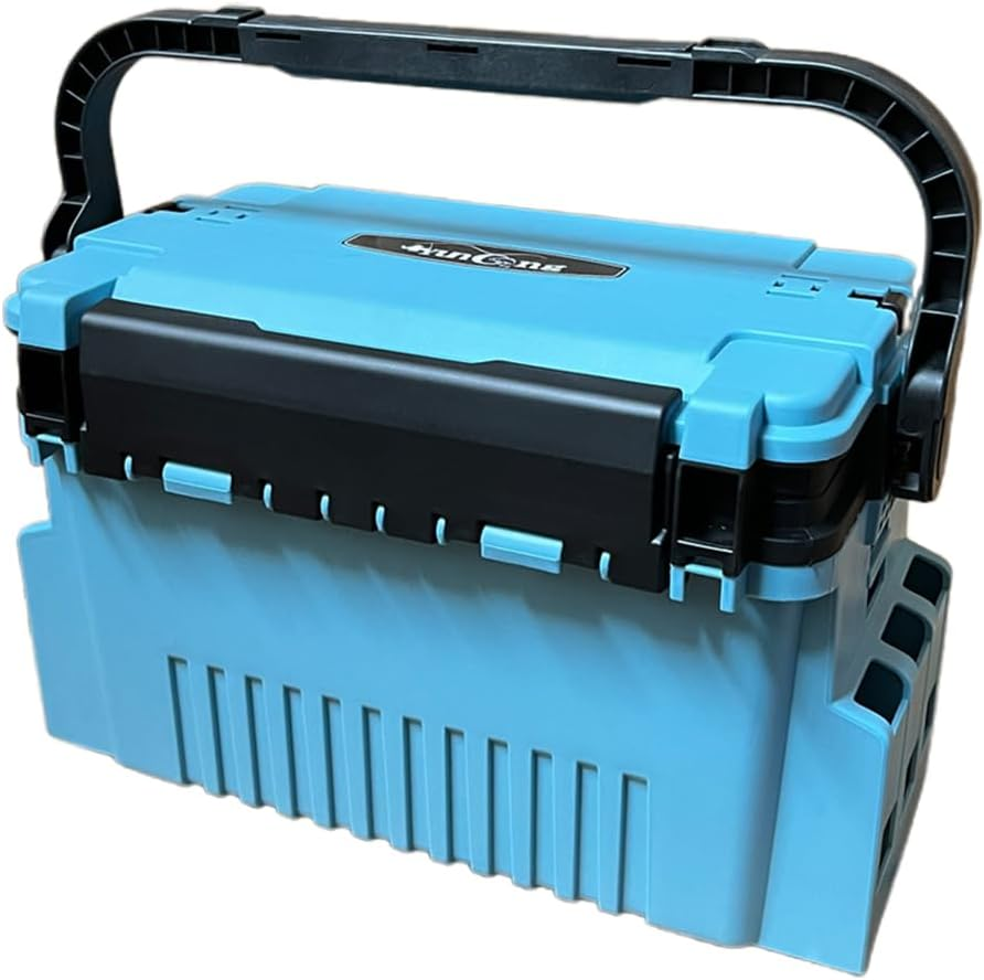 AIMALL Multifunctional Fishing Tackle Box &ndash; Large-Capacity Portable Gear Storage Case with 14 Compartments & Spacious Lower Section, Durable Impact-Resistant Plastic, 12.2In X 9In X 12.2In