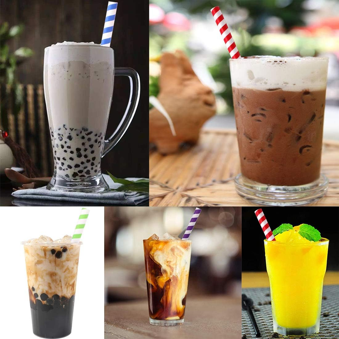 Boba Straws Bubble Tea Straw Disposable Paper Straws Extra Super Wide 0.5" 12Mm Large for Smoothie Jumbo Drinks Milkshake Tapioca Pearls Party Supplies Decorations Biodegradable Colorful 50 Pcs - Kraft image number 6