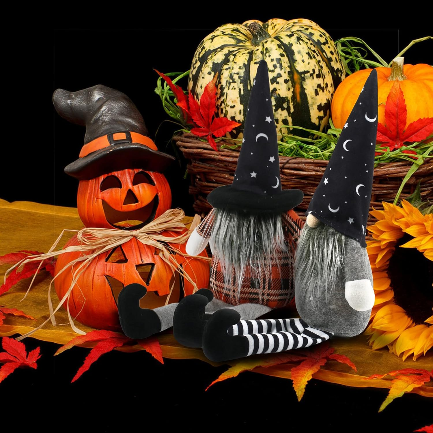 Ogrmar Halloween Gnome Seat Halloween Gnomes Plush Doll Handmade Beard Dwarf Toy Scandinavian Style Decor and Home Ornaments image number 1