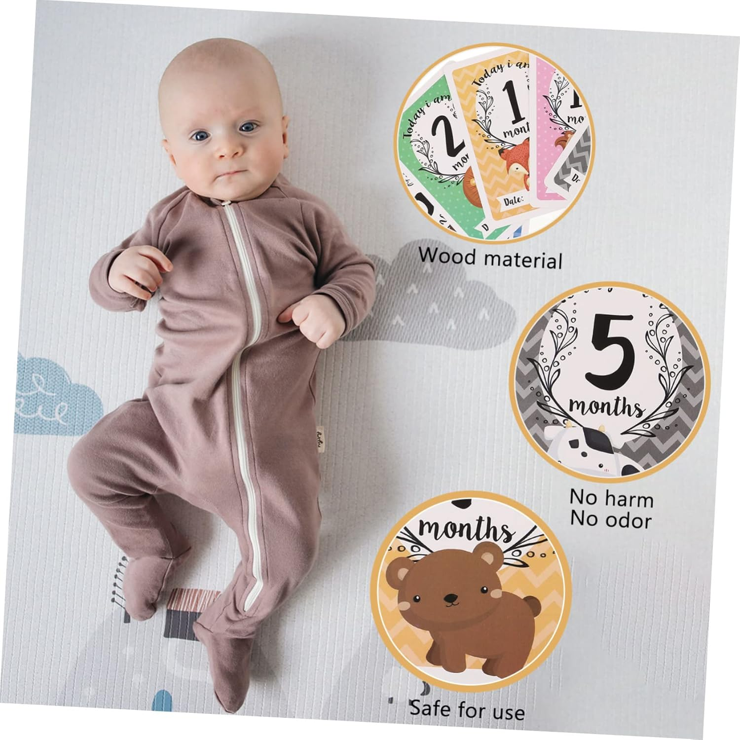 UPKOCH 12Pcs Animal Milestone Cards for High Contrast Christmas Stuff Born Essentials for Decorative Growth Recording Cards image number 2