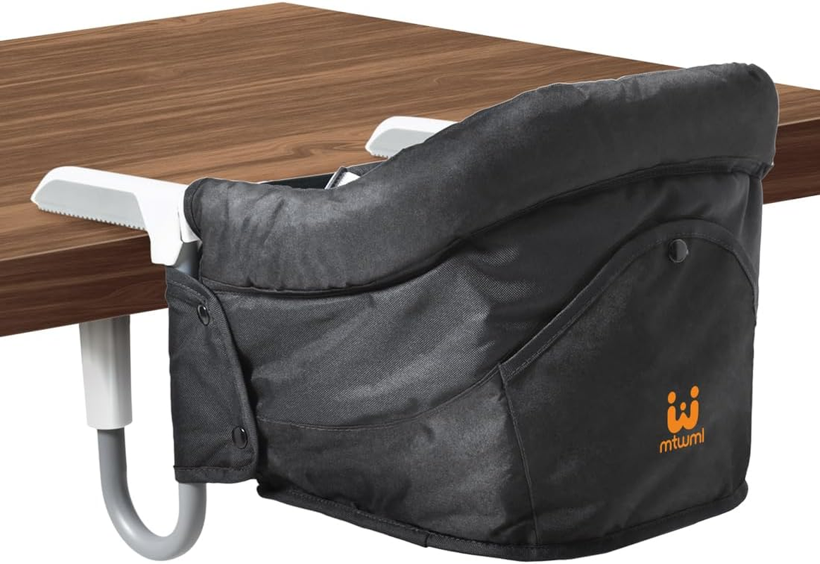 MTWML Portable High Chair for Table,Hook on High Chair That Attaches to Table,Space Saver Counter Clip on Chair for Baby,Easy Clean Baby Feeding Seat with Carry Bag for Travel(Stripe-Black)