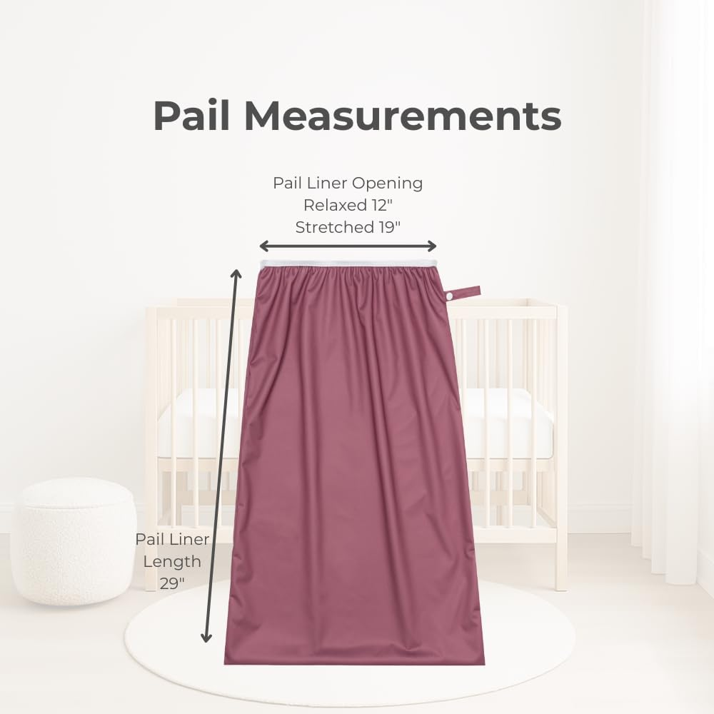 Nora'S Nursery Pail Liner for Cloth Diapers - Reusable and Washable - Fits All Standard Diaper Pails - Waterproof Pail Liner with Strap for Diaper Pails & Laundry (Rose- 2 Pk) image number 1