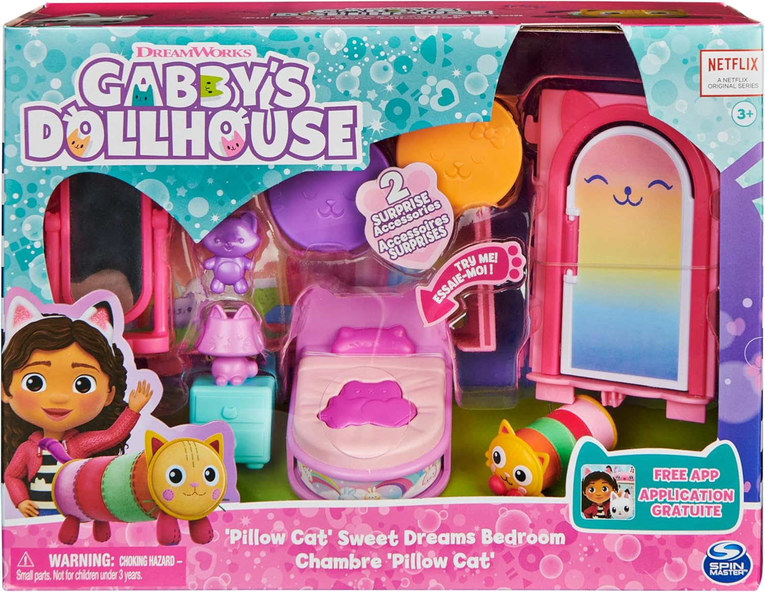 Gabby'S Dollhouse, Sweet Dreams Bedroom with Pillow Cat Figure and 3 Accessories, 3 Furniture and 2 Deliveries, Kids Toys for Ages 3 and Up image number 4