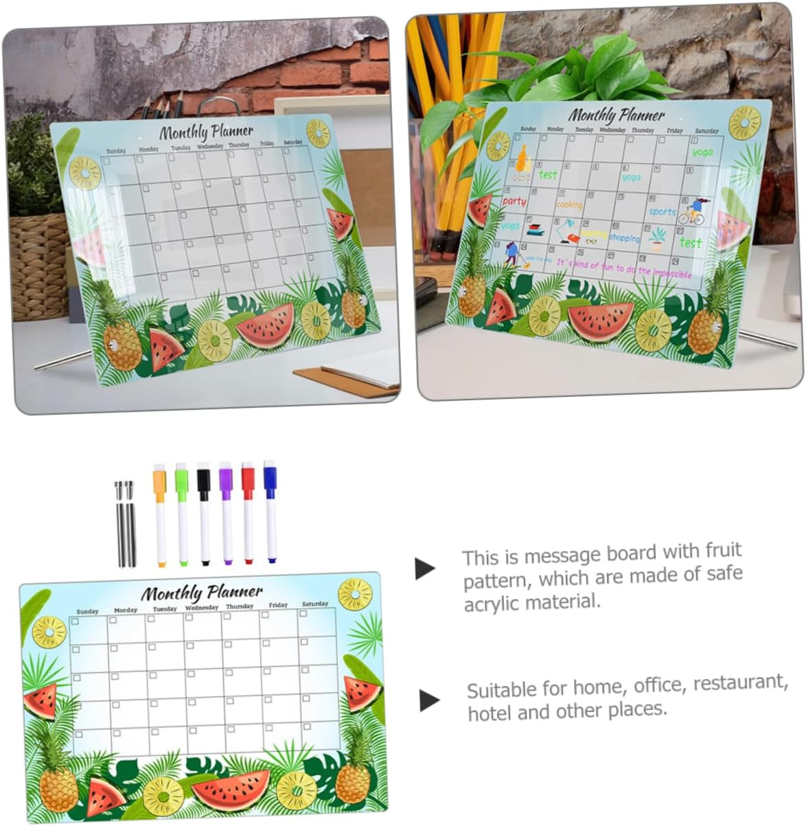 PLAFOPE Home Acrylic Message Board School Acrylic Note Board Dry Erase Eraser Duster Magnetic Erasable Note image number 5