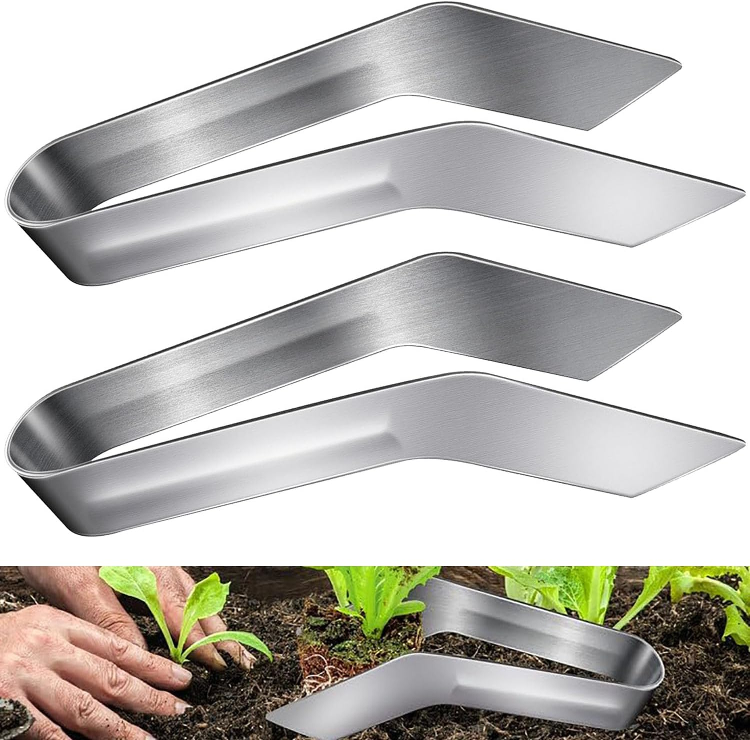 2 Pcs Seedling Transplant Tongs, 6.7 Inch Stainless Steel Gardening Plants Transplant Tongs, Remove Seedling Starters Easily Reduces Root Damage, Seedling Remove Transplant Pliers image number 4