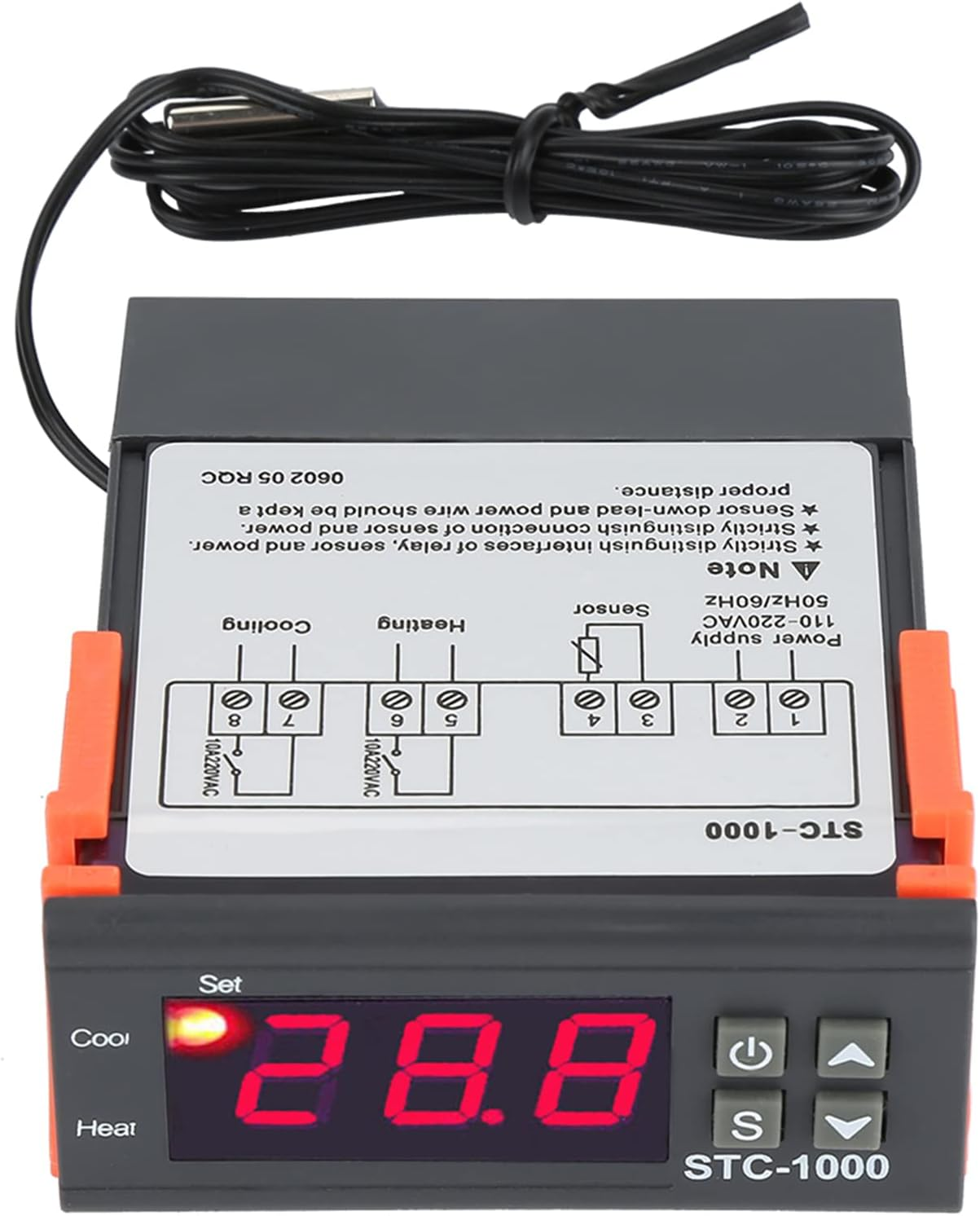 Temperature Controller, STC-1000 High Temperature Controller with Digital Display, with Cooling Heating Modes, for Aquarium, Terrariums, Incubator
