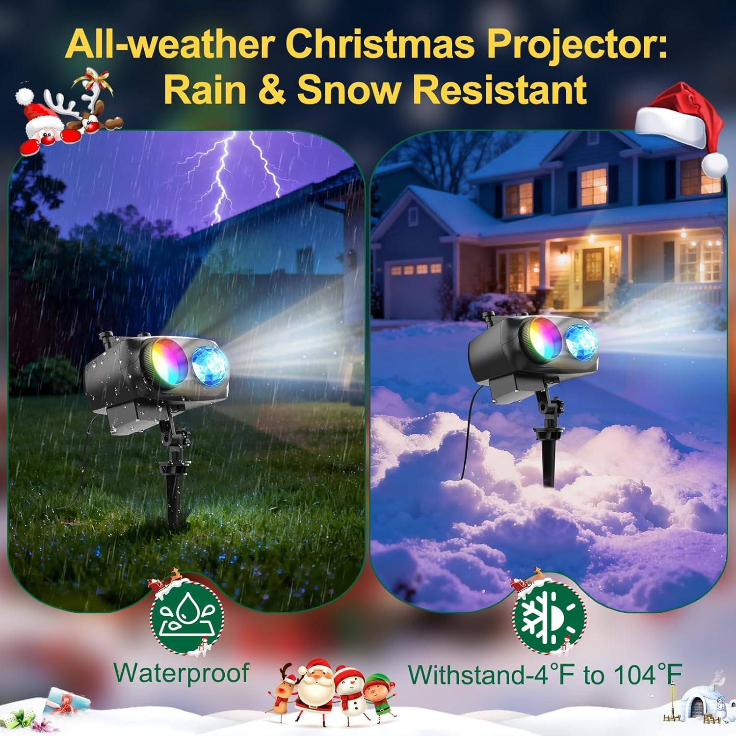 Halloween Projector Window Waterproof 2-In-1 Halloween Christmas Projector Outdoor with 10HD Films and 10 Colours Sea Waves with Remote Control and Timer for Holidays, Parties, Decoration, Garden image number 6