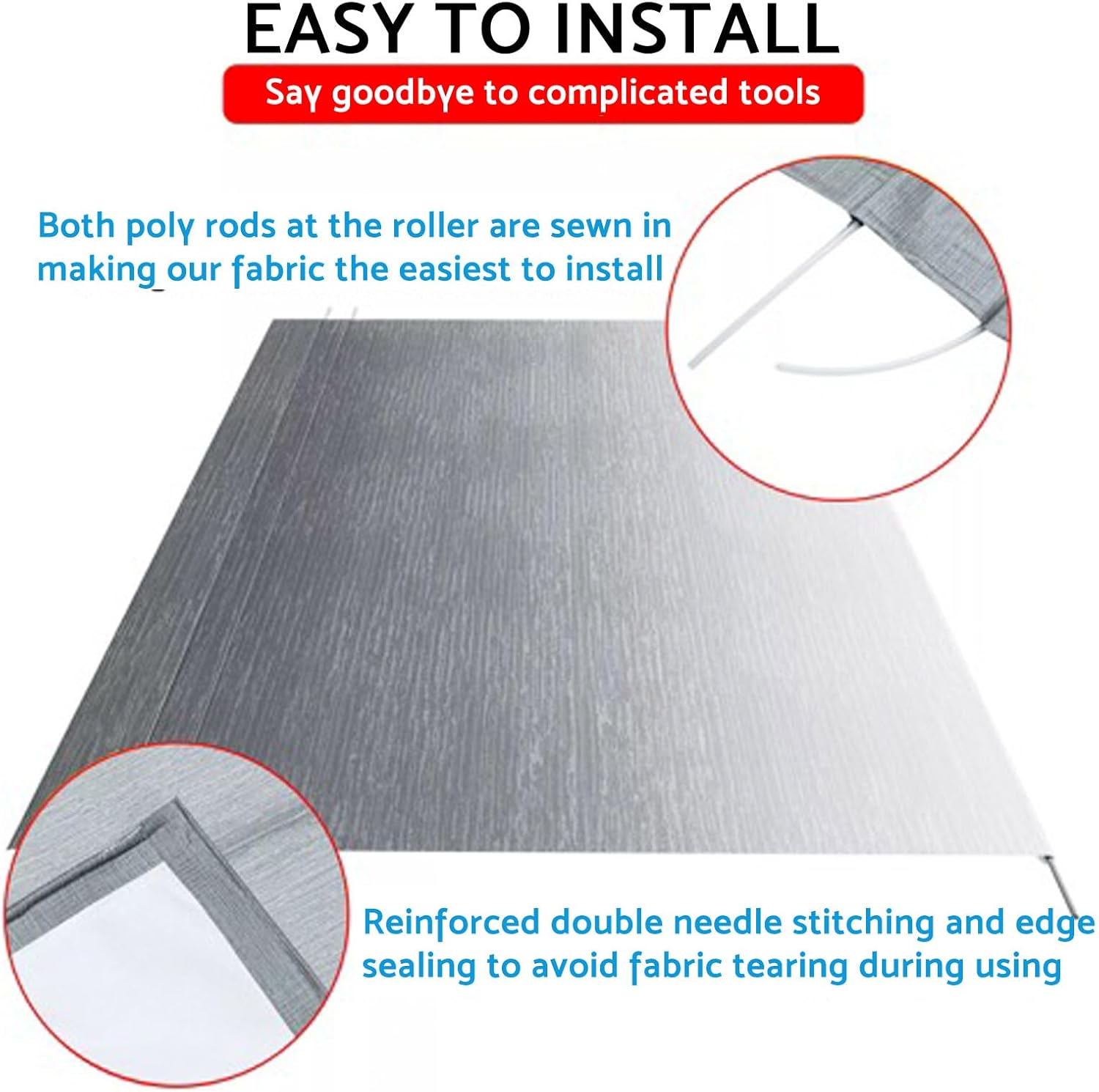 14FT PVC Vinyl Awning Fabric Gray Fade Suitable for RV Caravan Trailer Camper image number 1