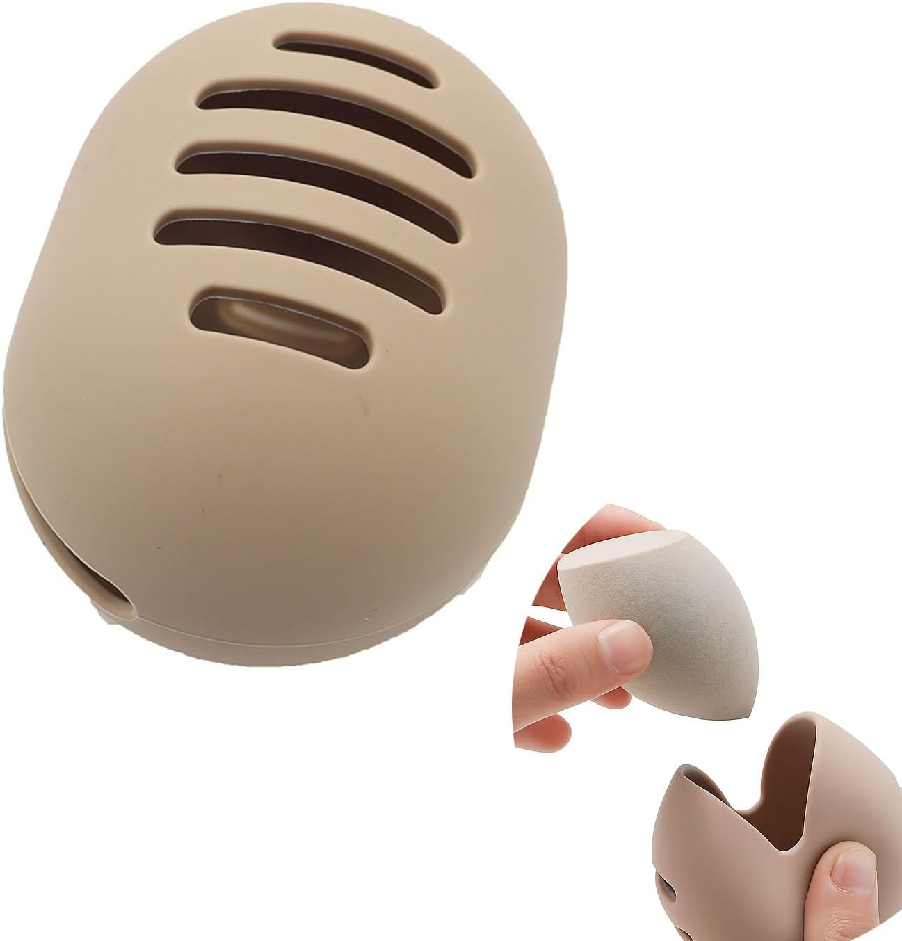 SYGELER Silicone Makeup Sponge Holder &ndash;Beauty Blender Travel Case, Washable Silicone Cosmetic Sponge Drying Box（Brown