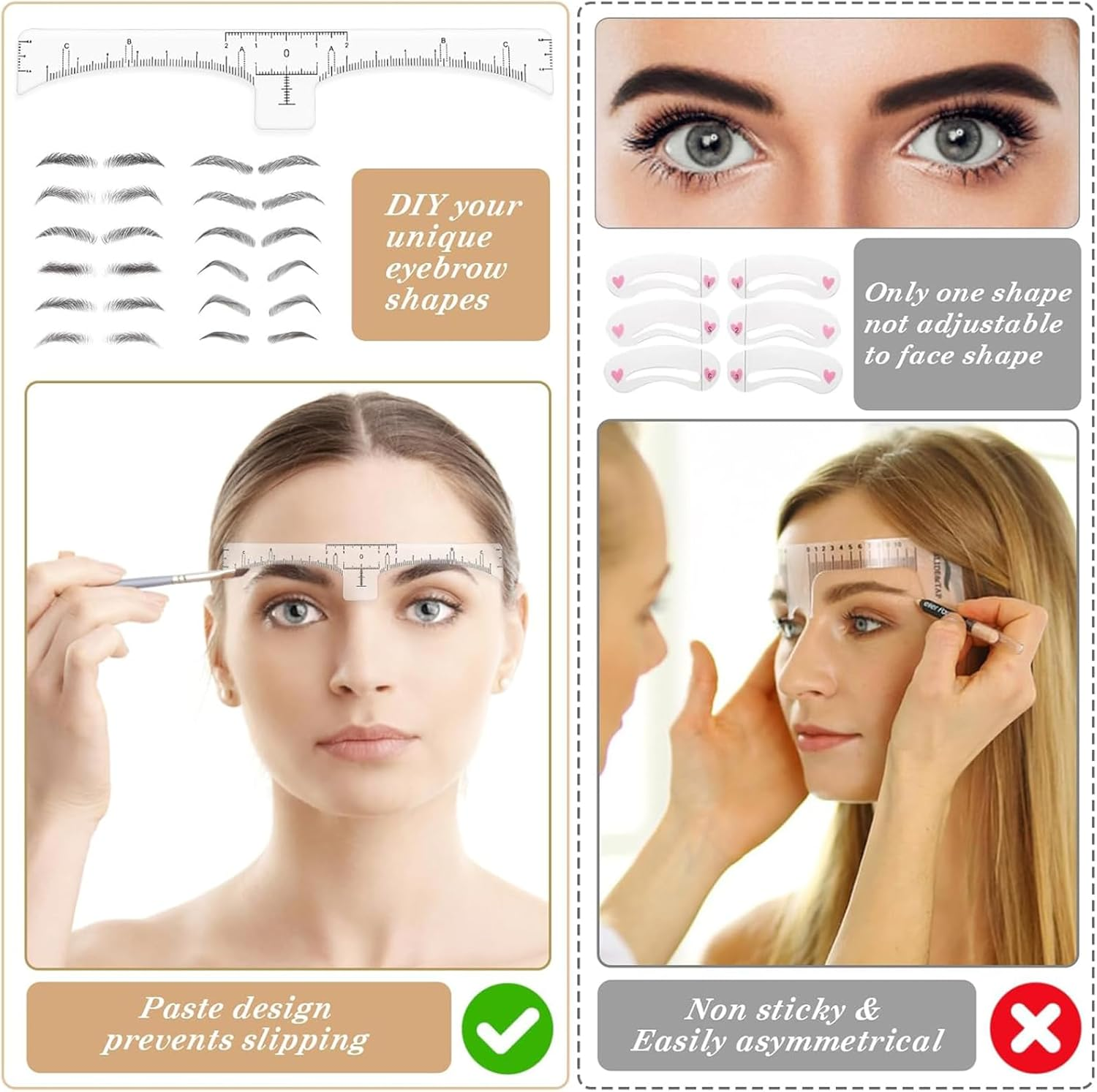 Tavvke 50 Pcs Disposable Eyebrow Ruler Stencils, Brow Mapping Stickers for Microblading, Eyebrow Measuring and Shaping Templates for Makeup Artists and Beginners image number 5