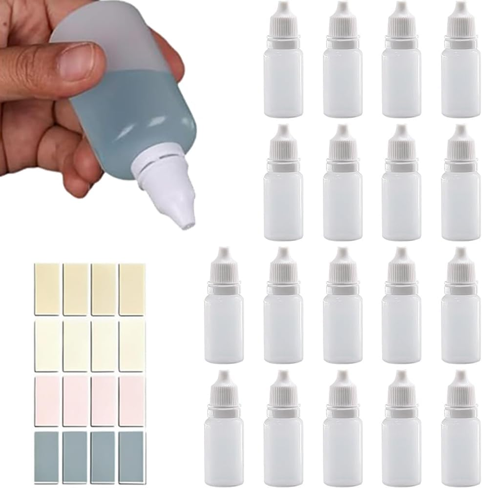 Lymizhuo 18Pcs 10Ml/0.34Oz Plastic Dropper Bottles with Labels &ndash; Portable Squeeze Bottles for Essential Oils, Liquids & Travel image number 6