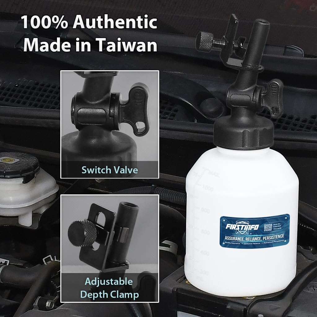 FIRSTINFO A11542-1 Liter Brake Service/Economical Universal Automatic Brake Fluid Dispensing Refilling Bottle Bleeder Bottle image number 1