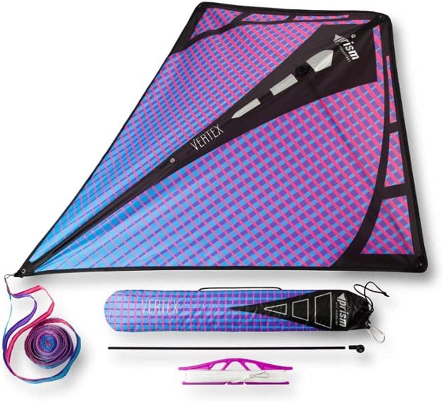 Prism Kite Technology Vertex High Flying Diamond Kite with 10' Long Triple Streamer Tail, Infrared