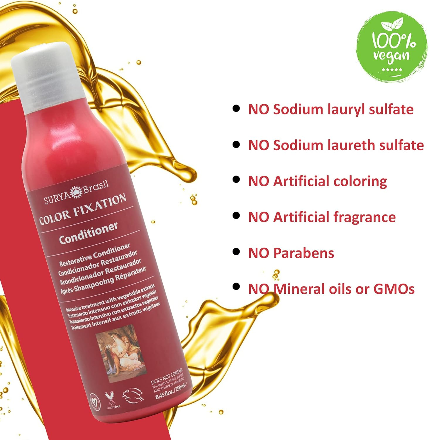 Surya Brasil - Henna Color Fixation Intensive Treatment Restorative Conditioner - 8.45 Fl. Oz. image number 3