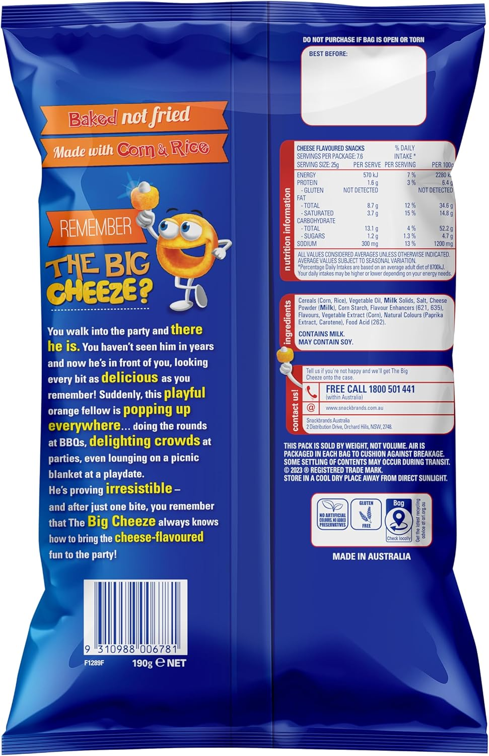 Cheezels Regular Cheese 190G