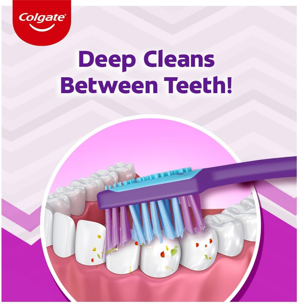 Colgate Zigzag Toothbrush for Deep Inter Dental Clean with Multi Angle Zig Zag Bristles (Medium, Pack of 6) image number 3