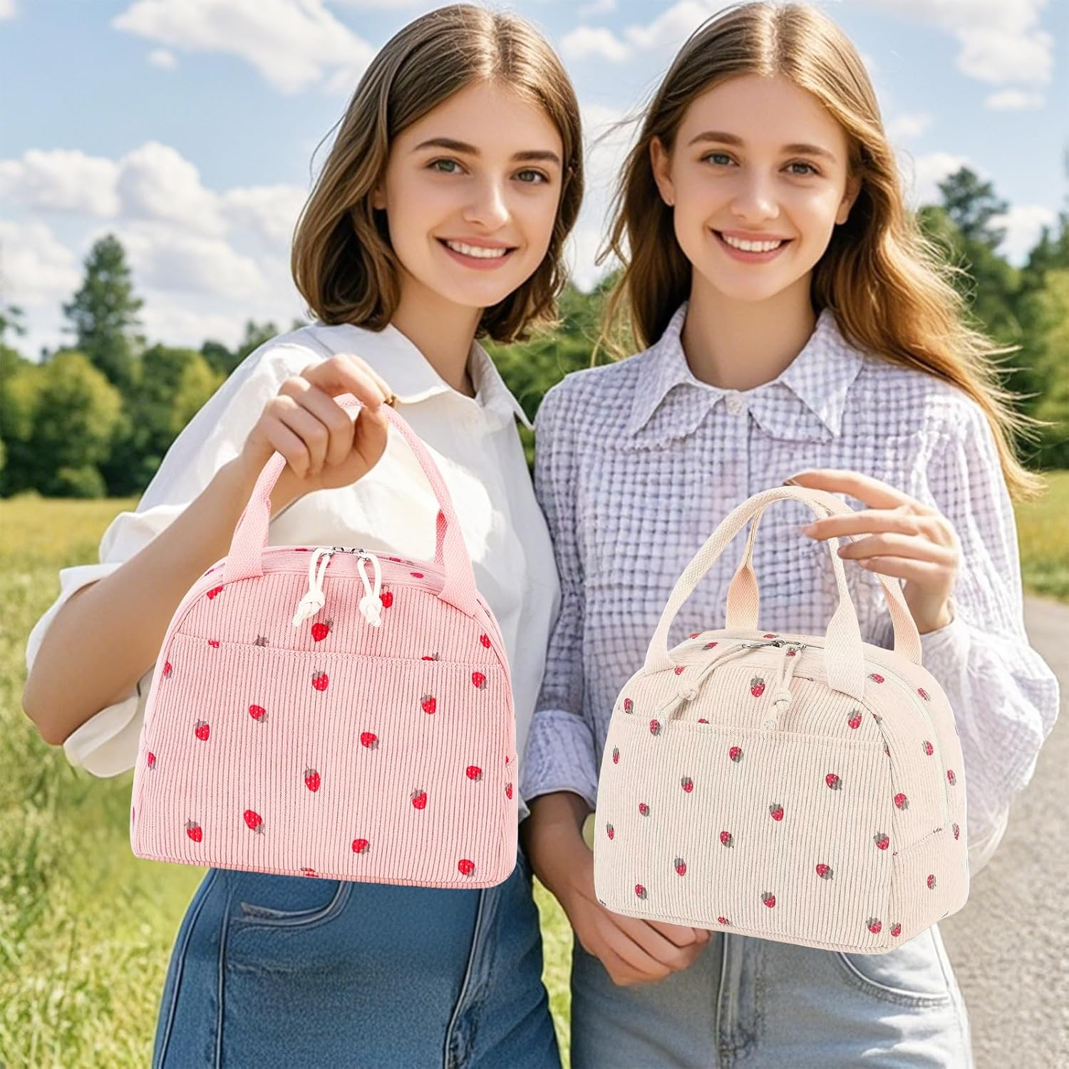Lunch Bags for Women Insulated Cooler Lunch Bag Adults Kids Packed Lunch Box Tote Bag Cute Girls Ladies Lunch Bags for Work School Picnic Travel Pink Preppy Stuff Gifts for Teenage Girls Daughter