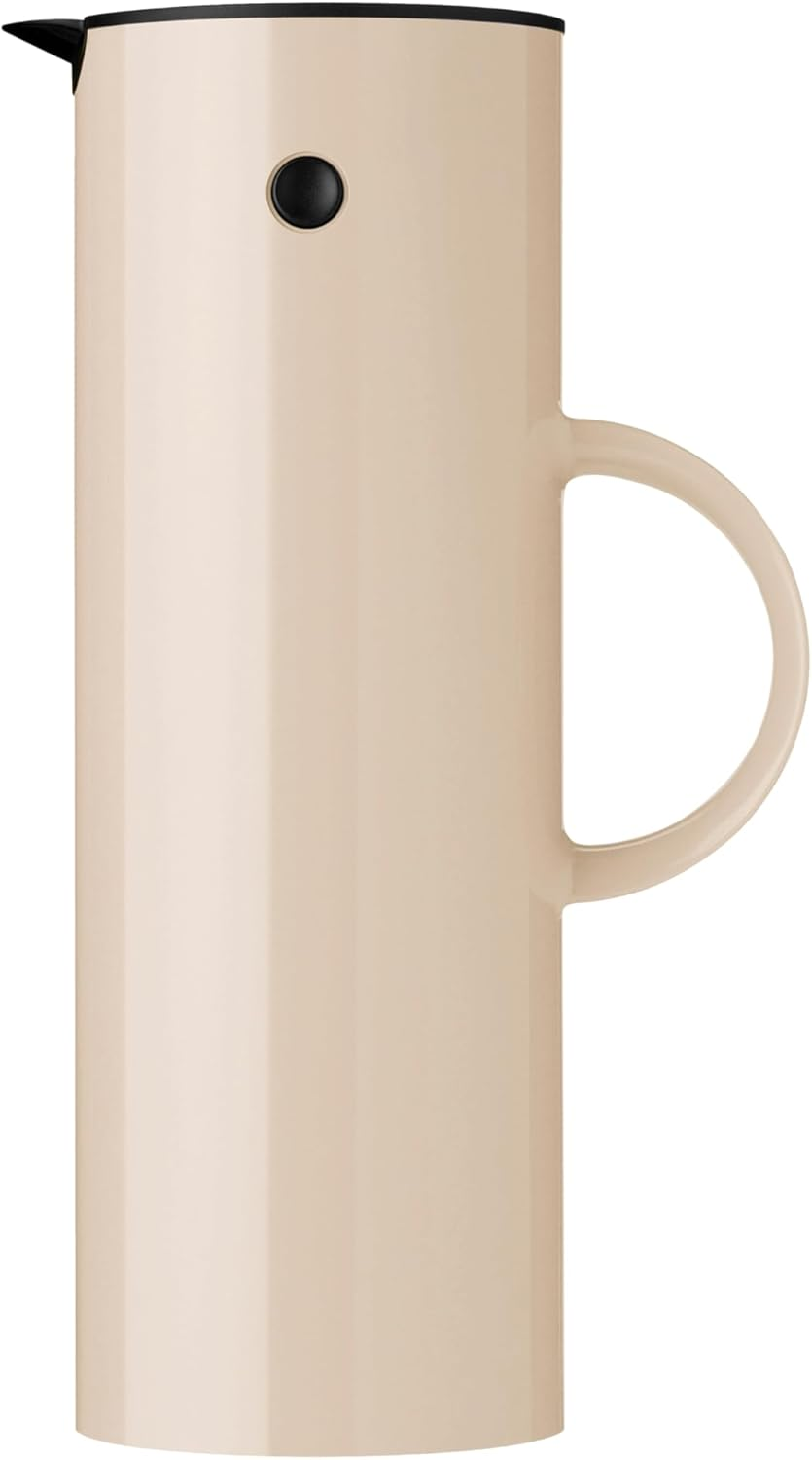 Stelton EM77 Insulated Jug - Double-Walled Insulated Jug for Hot/Cold Drinks - Tea & Coffee Pot with Glass Insert, Magnetic Closure, Screw Lid, Vintage Design - 1 Litre, Wheat image number 1