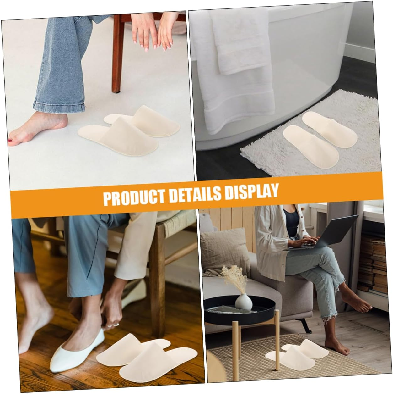 WOFASHPURET 2Pairs Disposable Hotel Supplies Bridesmaid Slippers Washable Summer Slippers image number 5