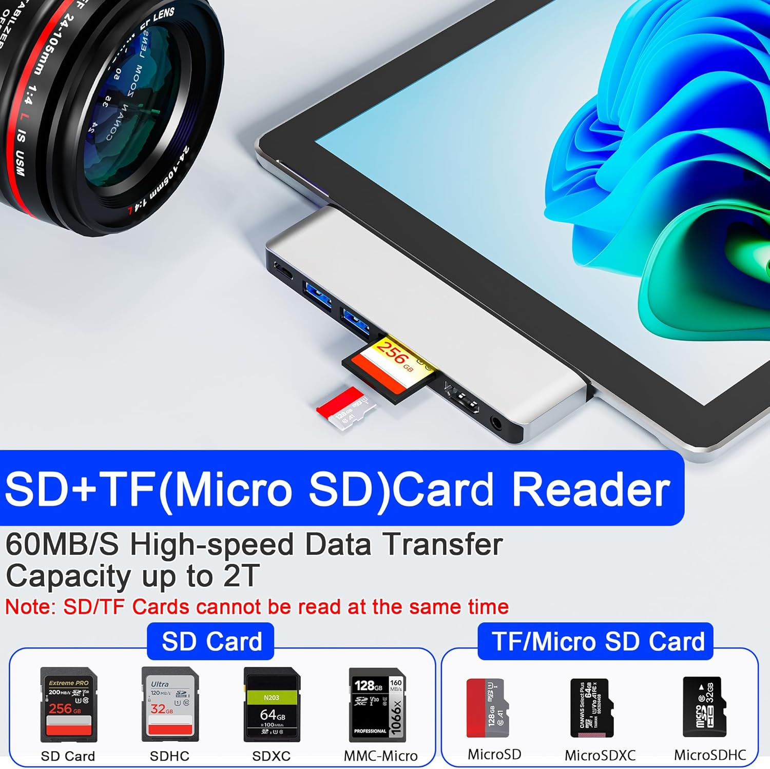 Surface Pro 11 USB C Adapter, USB C Hub for Surface Pro 9/11/10/X with 4K HDMI, Thunerbolt 4 (8K Video+Data+100W PD), 2*USB 3.0, 3.5Mm Audio, SD/TF image number 1