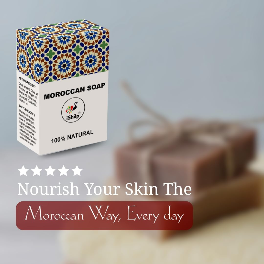 Ishilp Moroccan Black Natural Handmade Soaps for Bath Pack of 2, Body Tan Removal Soap for Women & Men, Moroccan Detan Sabun Soap for Tan Removal (2X100Gm) image number 5