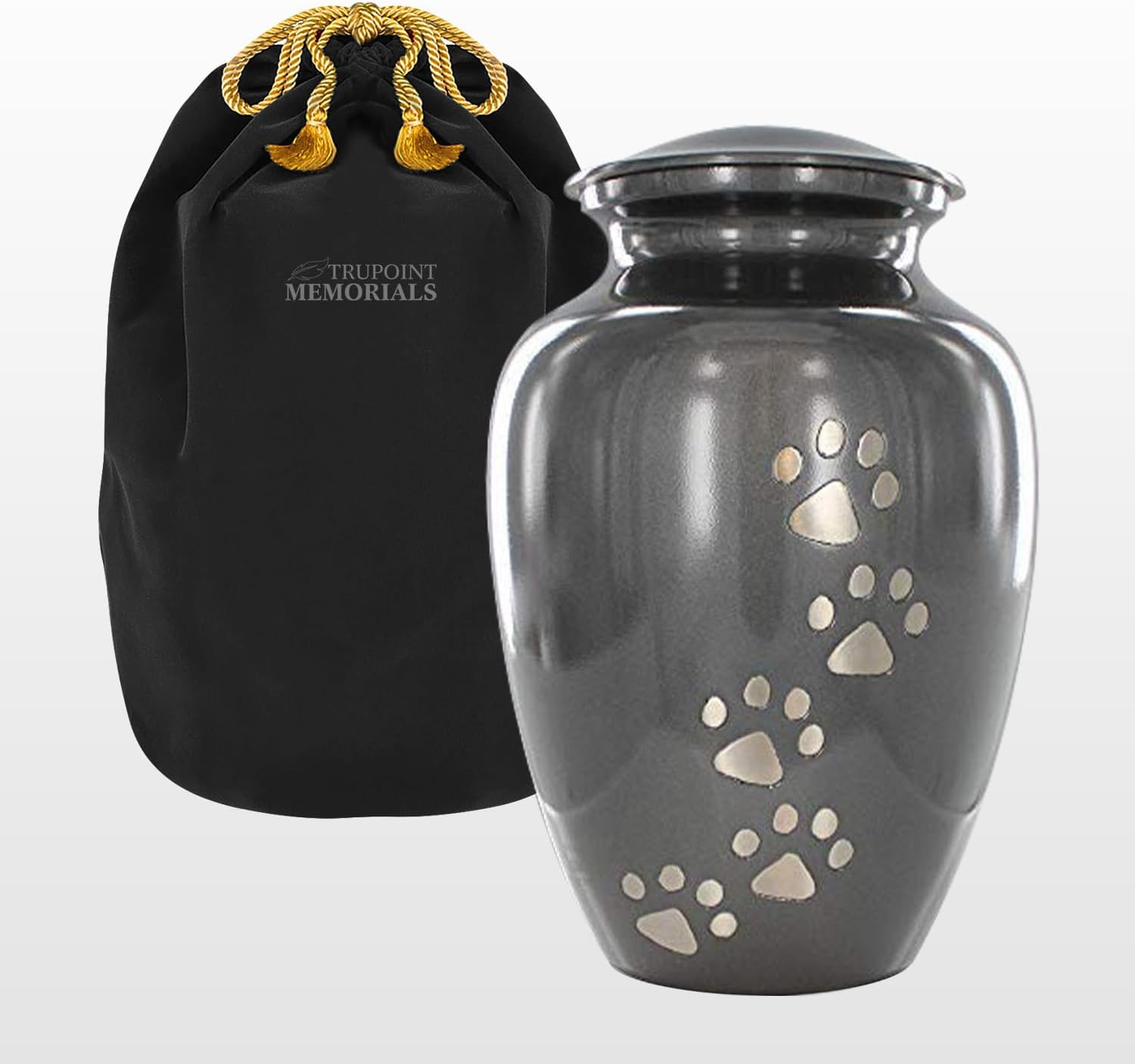 Always Faithful Small Gold Pet Urns for Dogs Ashes and Cats Too - Find Peace and Comfort with This Quality Dog or Cat Pet Urn - 4 Inches Tall Holds Remains up to 17 Lbs - with Velvet Bag image number 2