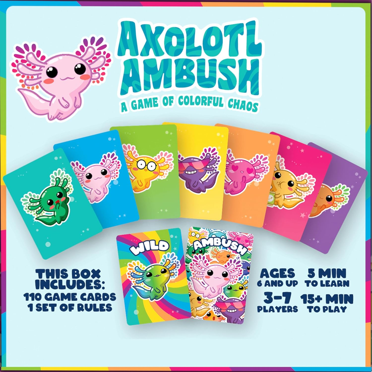 AQUARIUS Axolotl Ambush Card Game - Great Family Fun - Ages 6+ - Officially Licensed for Fun - Axolotl Card Game - Merchandise & Collectibles