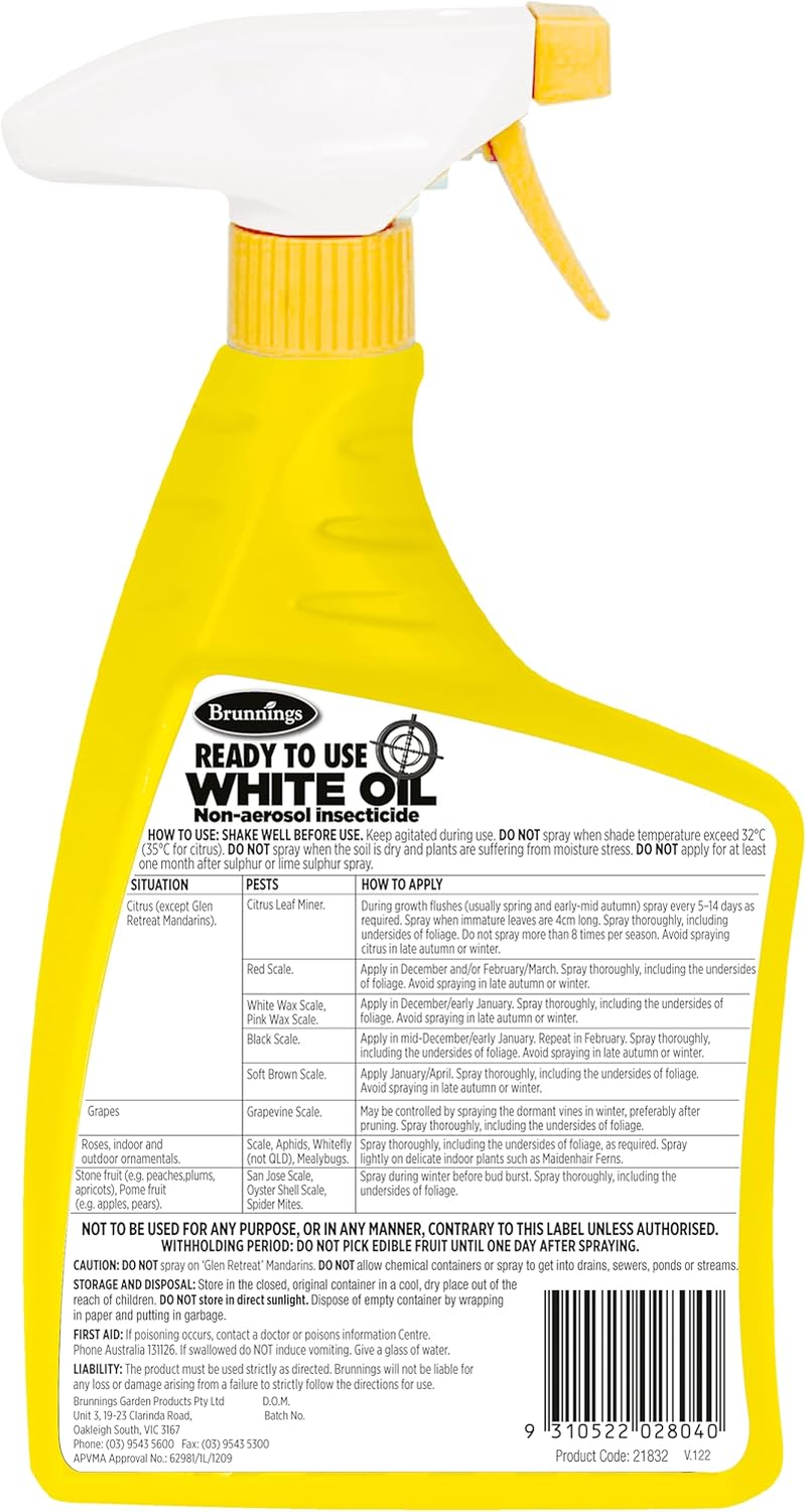 Brunnings White Oil Ready to Use Insecticide Spray 1 Litre image number 5