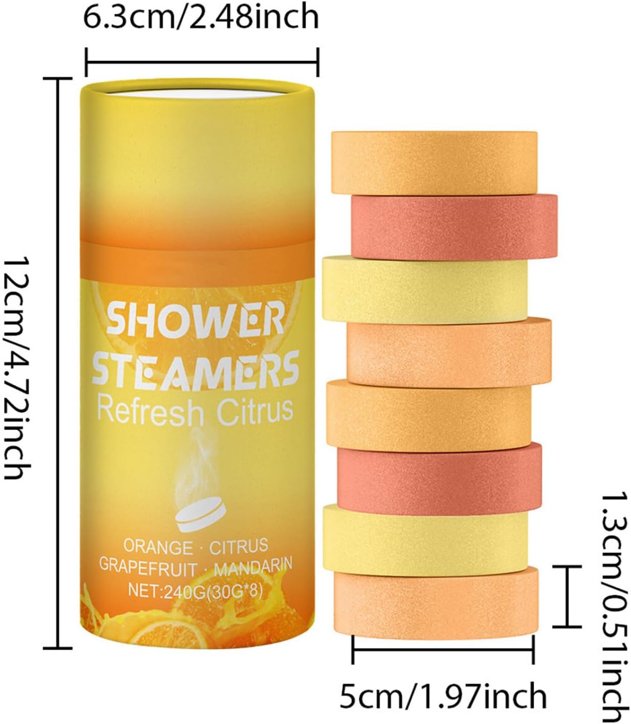 Raenseen Refreshing Citrus Shower Steamer Tablets 8 Pack Bath Tablets for Relaxation Aromatherapy and Long Lasting Scent Yellow One Size image number 3