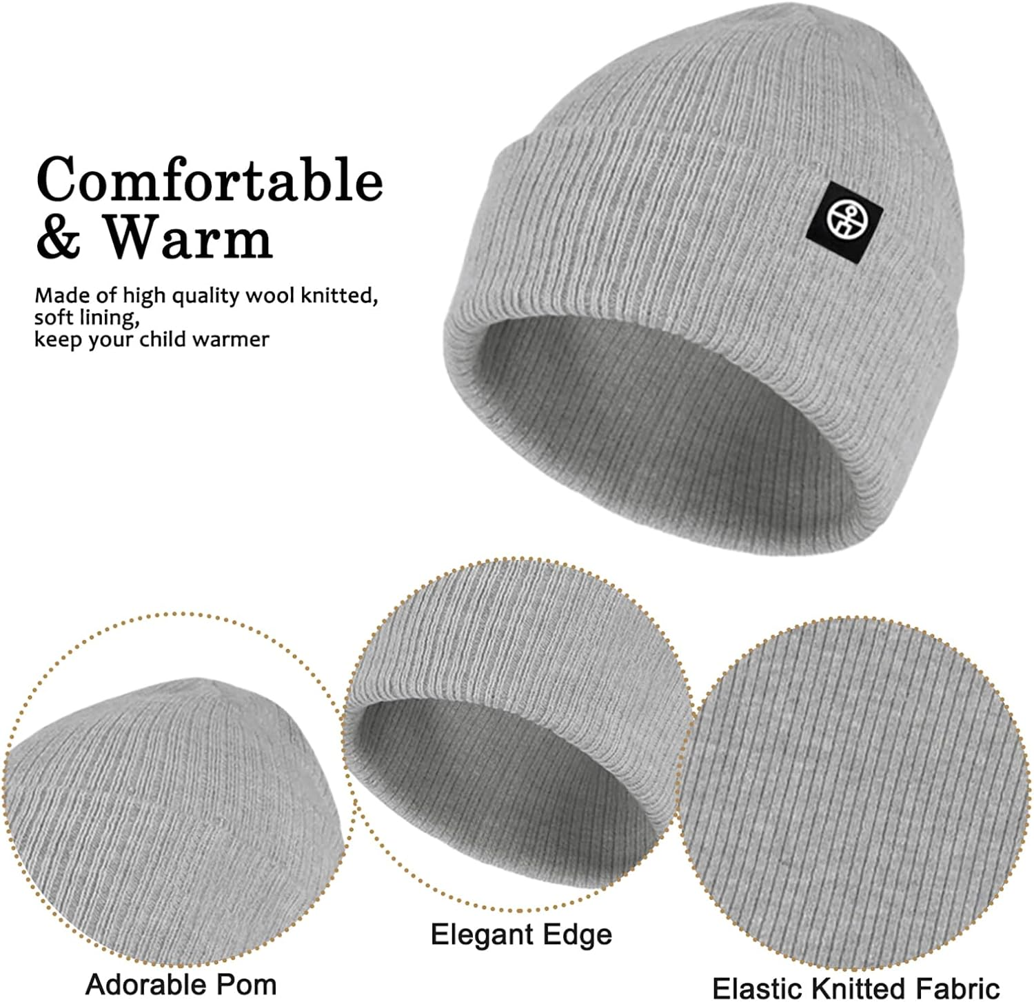 Enwokran 3 In1 Winter Beanie Hat Scarf Gloves Set Thermal Warm Knitted Beanie Cap Soft Fleece Brushed Inner Lining Elastic Circle Neck Warmer Thicken Touchscreen Gloves Winter Set - Light Grey image number 5