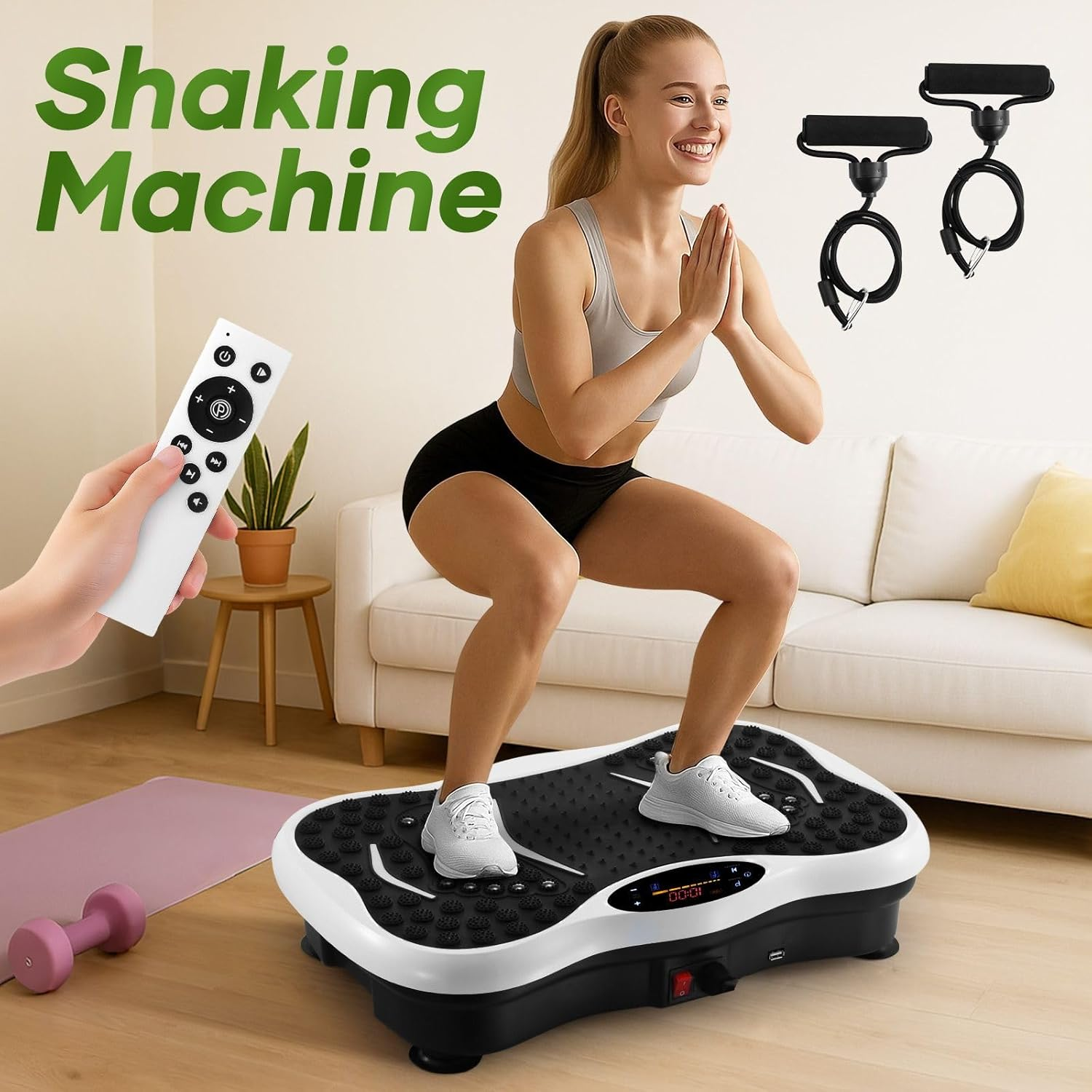 GNEKI Vibration Plate Exercise Machine, Vibrating Fitness Platform for Lymphatic Drainage, Full Body Shaker Workout Equipment Shaping Vibrate Plate, Board Sport for Home Exercise Gym - Black image number 4