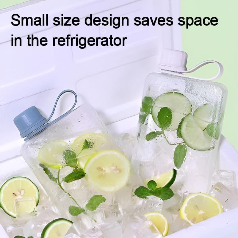 Flic-Flac Slim Travel Flask, Portable Square Water Bottle, 8.2 Oz, BPA Free Tritan, Leakproof Design, Grey, for Purse, Sports, Fitness