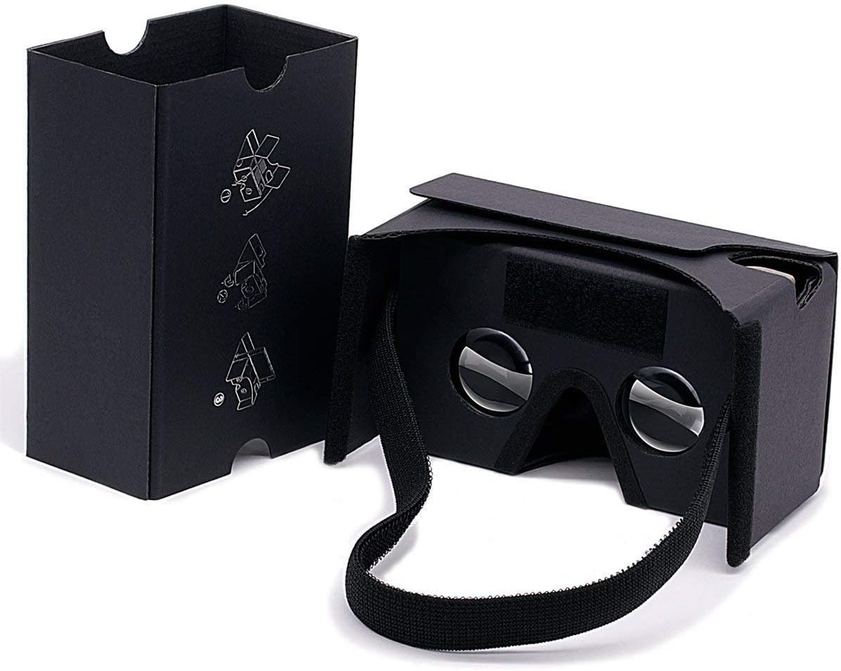 Virtual Real Store Google Cardboard, 3D VR Headsets DIY Virtual Reality Box Glasses with Clear Optical Lens and Comfortable Head Strap for All 4-6 Inch Smartphones (VR 2.0 BLACK)