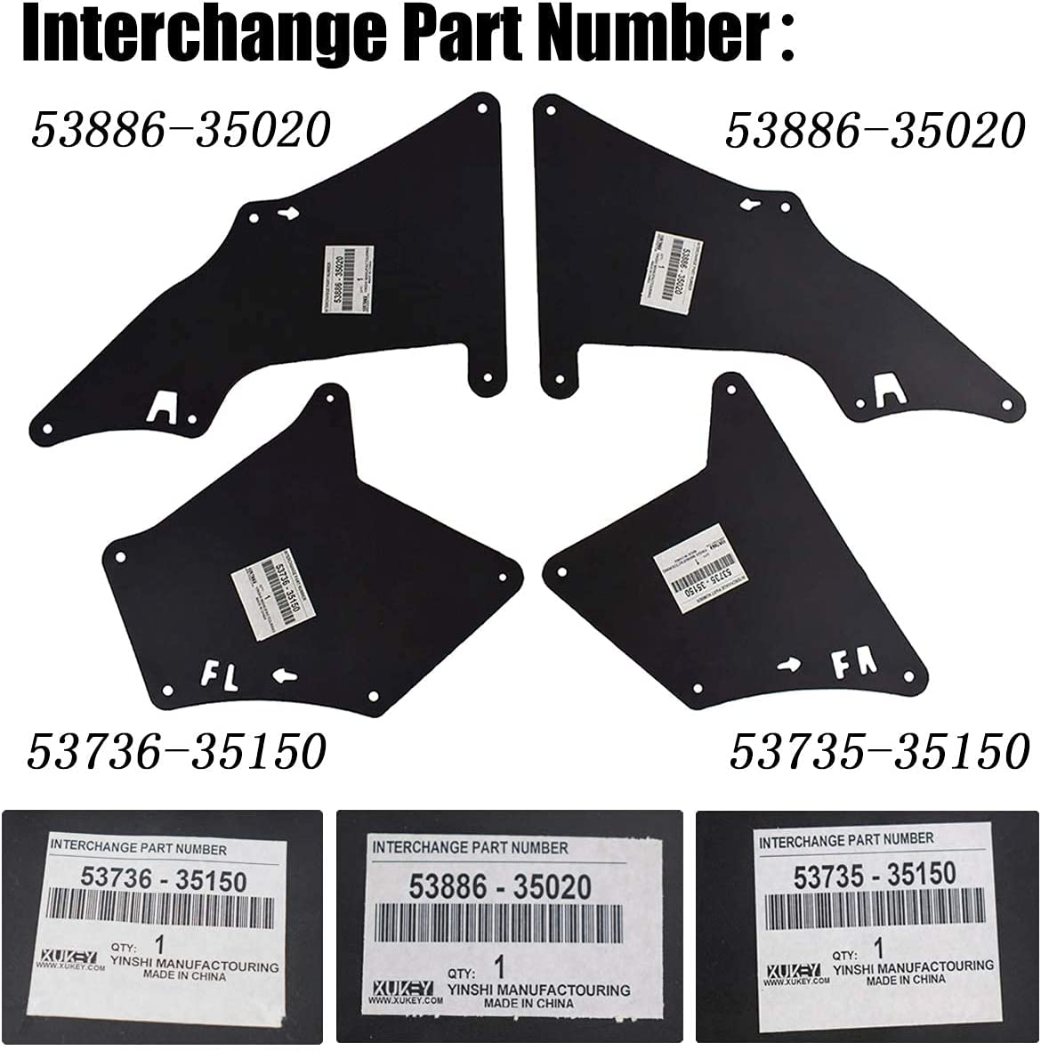 XUKEY Fender Liners Splash Shield Mudguards for Toyota Land Cruiser Prado 120 J150 J120 150,For Lexus GX 470 GX 460 2003-2020 Mud Flaps Guards Mudflaps OE Number:53735-35150,53736-35150,53886-35020