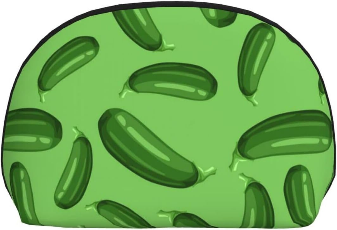 Cozimangoe Coin Pouch Makeup Bags Set, 2 Piece Shell Shape Cosmetic Bag with Pockets for Daily Travel Handbag Lipstick Keys Toiletry, Personalized Green Ripe Zucchini image number 1