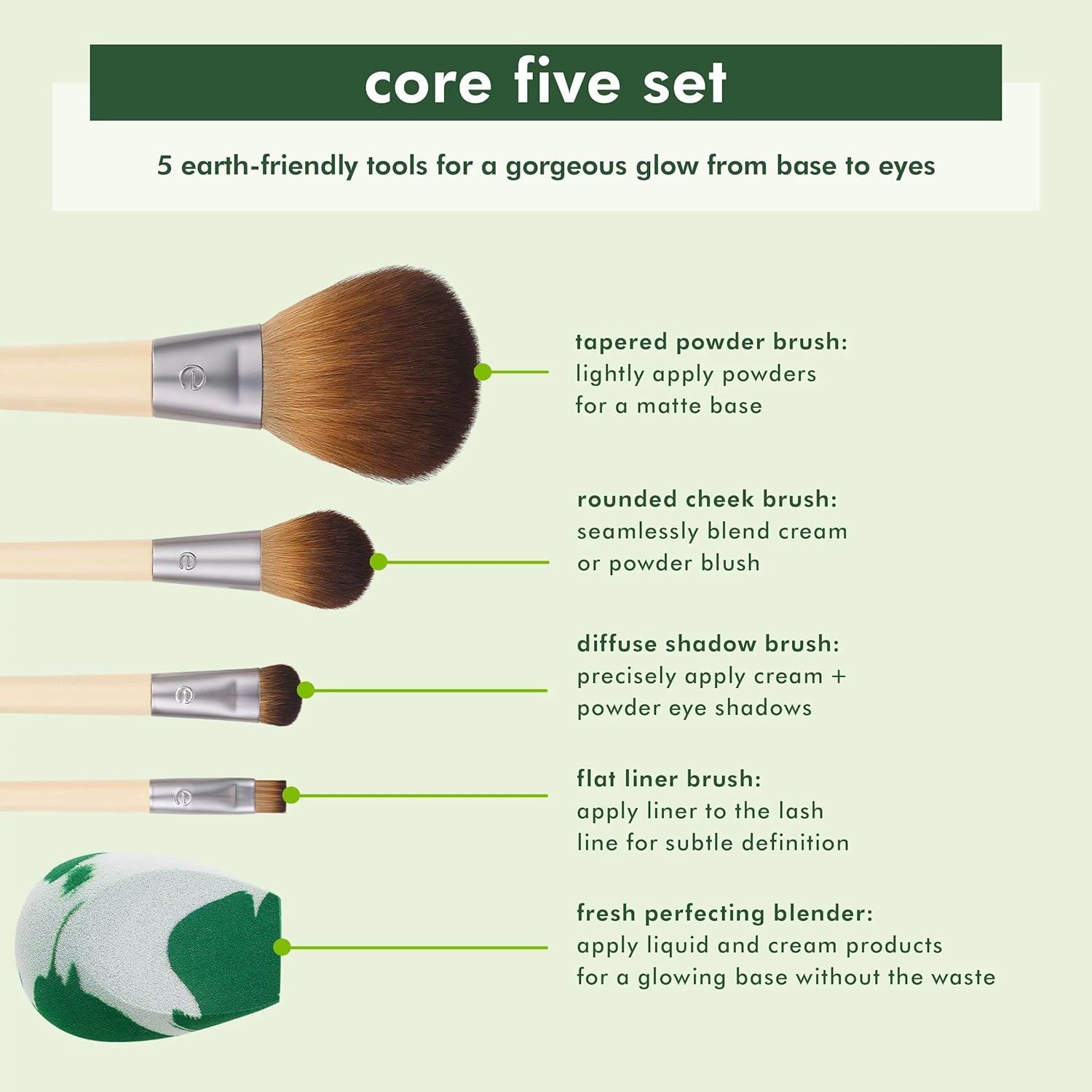 Eco Tools Core Five Makeup Brush and Sponge Set (5-Pieces) image number 4